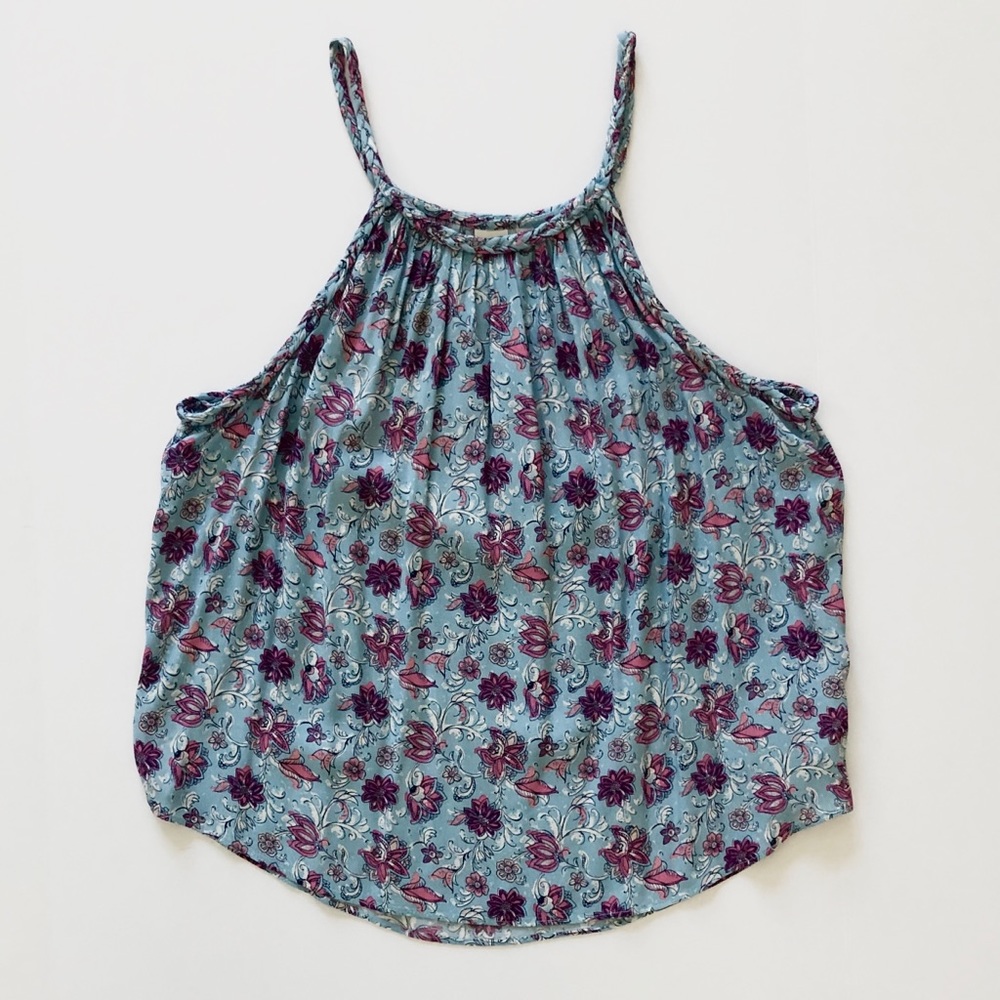 GAP Blue Floral Halter Tank Top